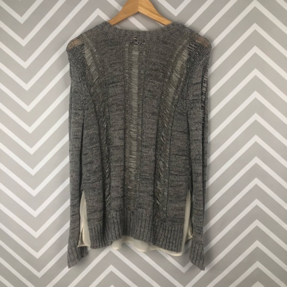 Guess Gray Layered Distressed Cardigan Size Small - Picture 5 of 8